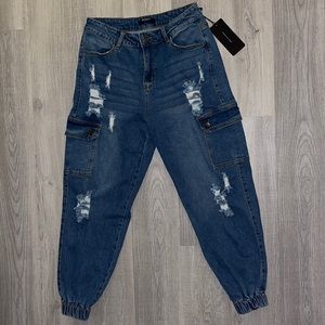 Blue Jean joggers, size medium, brand is American Bazi